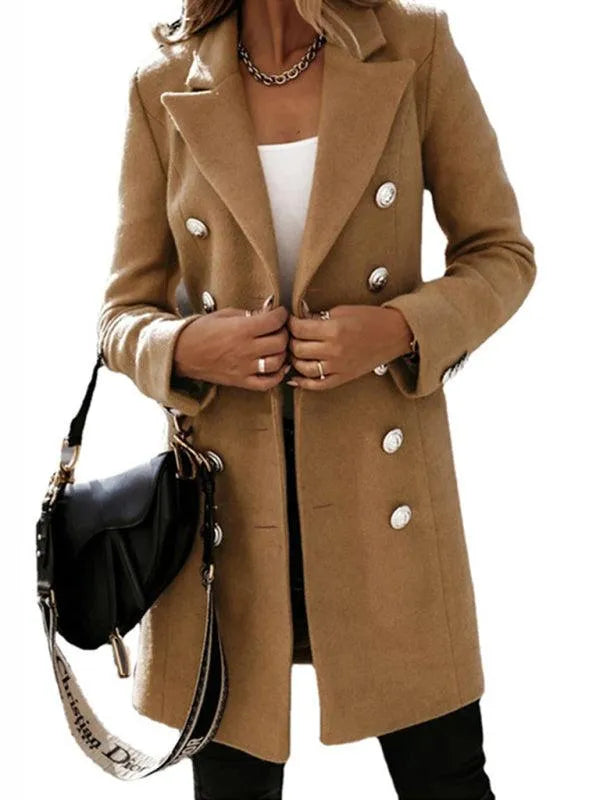 Double-Breasted Women Woolen Coat - Woolen Coat - LeStyleParfait