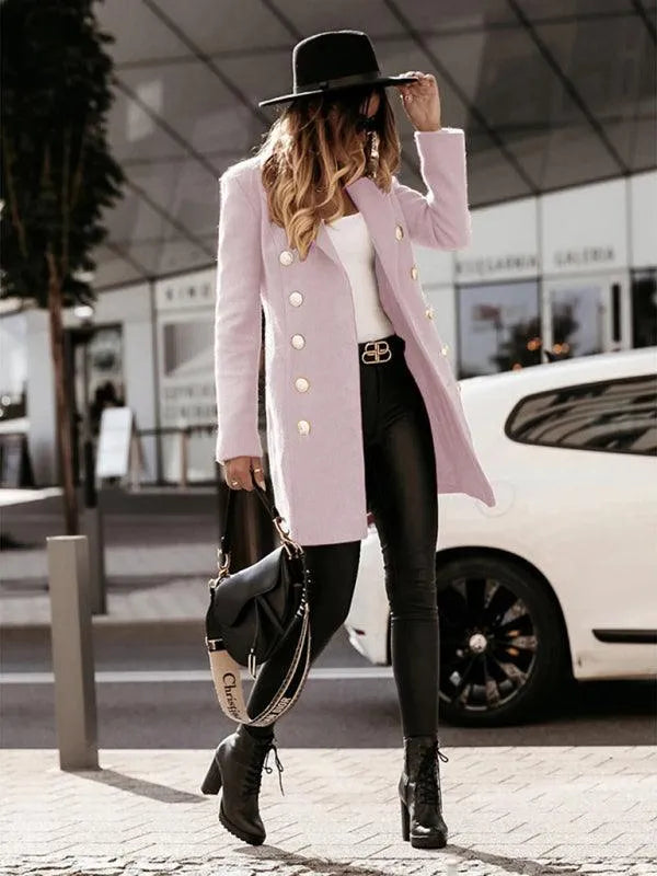 Double-Breasted Women Woolen Coat - Woolen Coat - LeStyleParfait