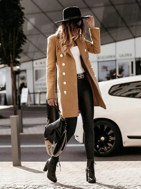 Double-Breasted Women Woolen Coat - Woolen Coat - LeStyleParfait