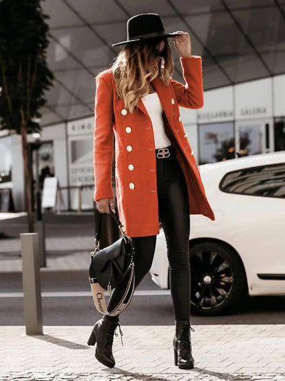 Double-Breasted Women Woolen Coat - Woolen Coat - LeStyleParfait