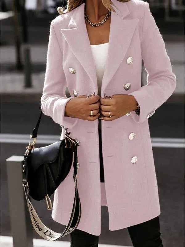 Double-Breasted Women Woolen Coat - Woolen Coat - LeStyleParfait