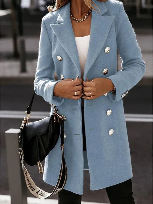 Double-Breasted Women Woolen Coat - Woolen Coat - LeStyleParfait