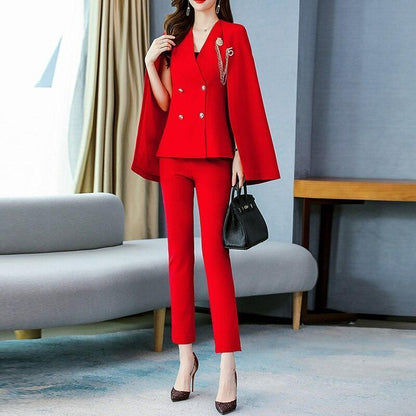 Elegant Lapel Double Breasted Pantsuit - Pantsuit - LeStyleParfait