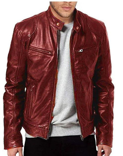 Elegant Slim Fit Men Leather Jacket-Leather Jacket-LeStyleParfait