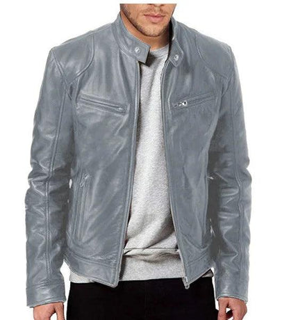 Elegant Slim Fit Men Leather Jacket-Leather Jacket-LeStyleParfait