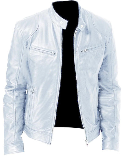 Elegant Slim Fit Men Leather Jacket-Leather Jacket-LeStyleParfait