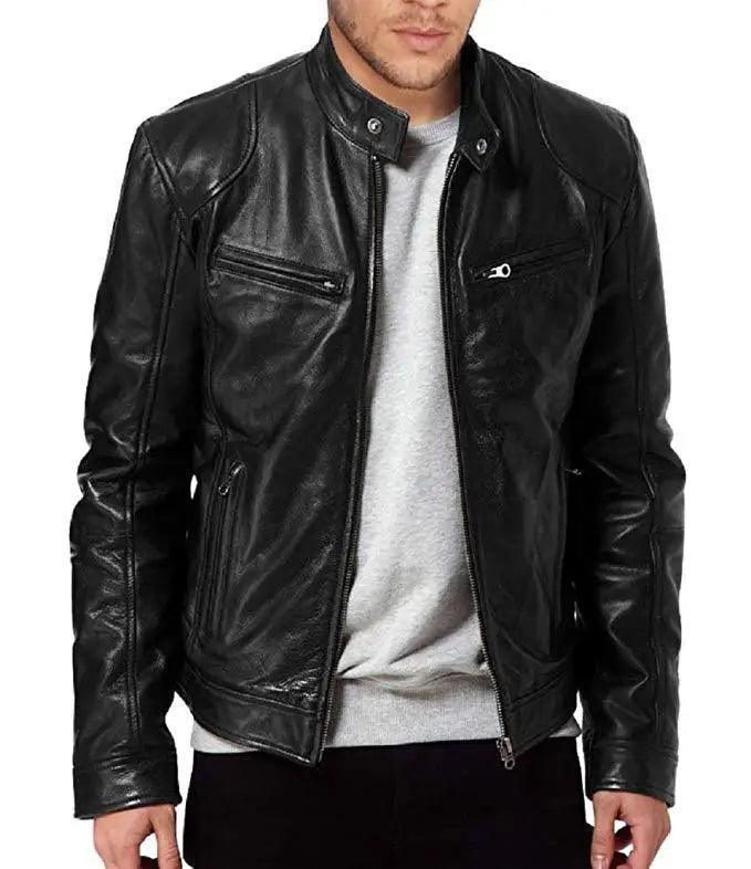 Elegant Slim Fit Men Leather Jacket-Leather Jacket-LeStyleParfait