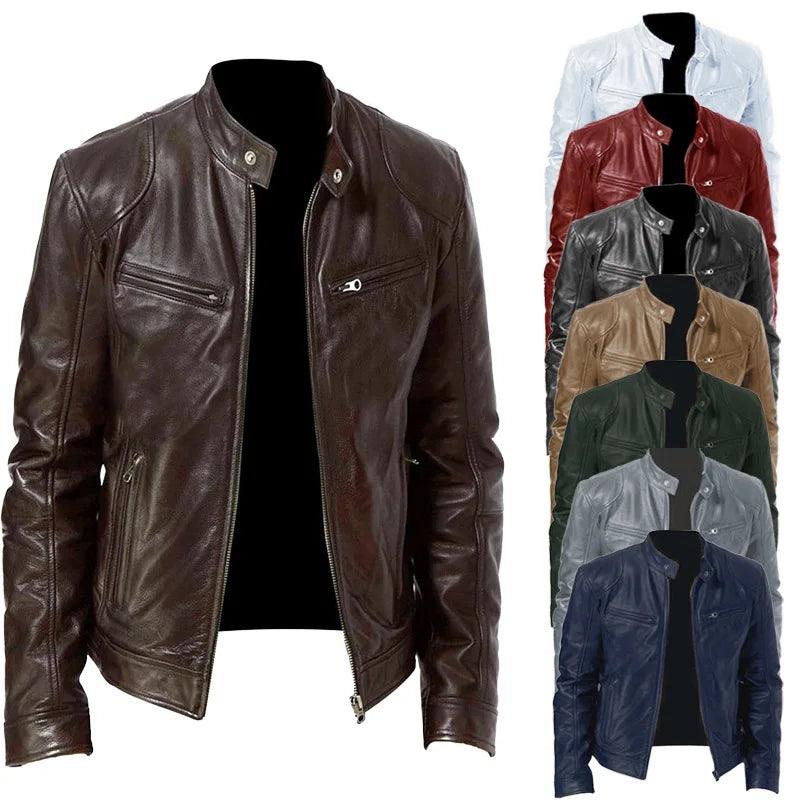 Elegant Slim Fit Men Leather Jacket-Leather Jacket-LeStyleParfait