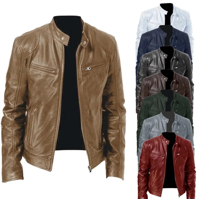 Elegant Slim Fit Men Leather Jacket-Leather Jacket-LeStyleParfait