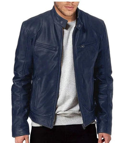 Elegant Slim Fit Men Leather Jacket-Leather Jacket-LeStyleParfait