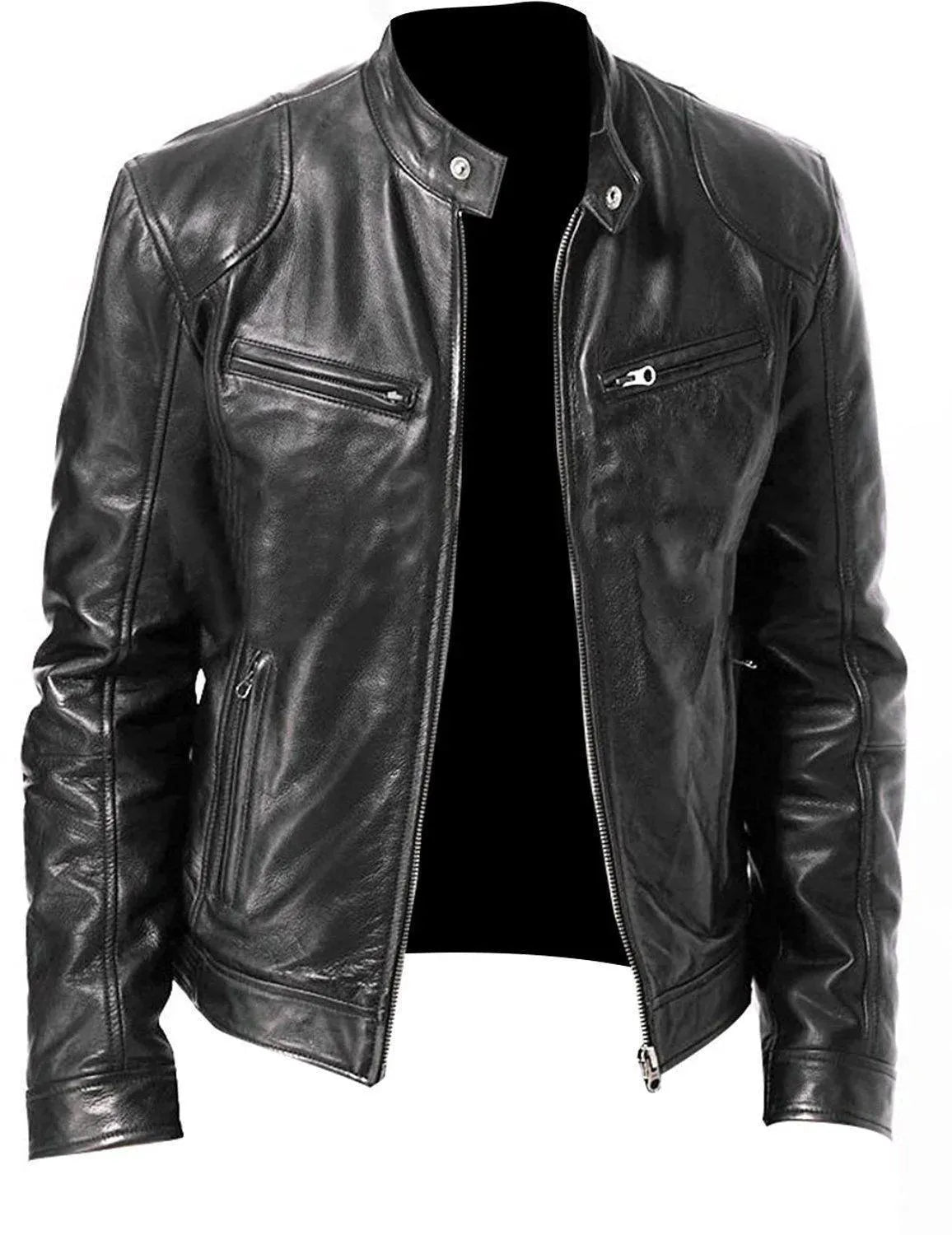 Elegant Slim Fit Men Leather Jacket - Leather Jacket - LeStyleParfait