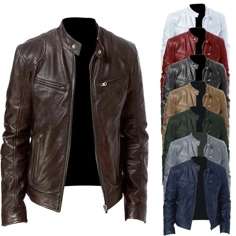 Elegant Slim Fit Men Leather Jacket - Leather Jacket - LeStyleParfait