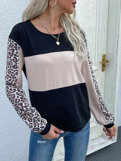 Fashion Leopard Print Loose Casual Women Top - Women Tops - LeStyleParfait