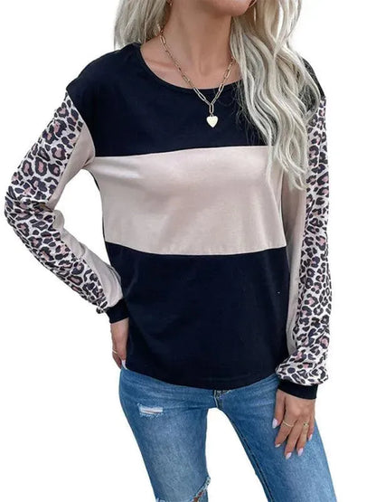 Fashion Leopard Print Loose Casual Women Top - Women Tops - LeStyleParfait