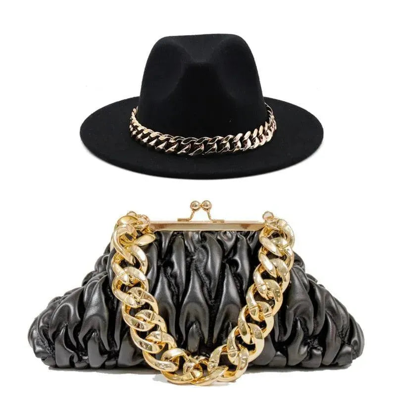 Fedora Hat And Handbag - Two Piece Luxury Accessories - Fedora Hat - LeStyleParfait