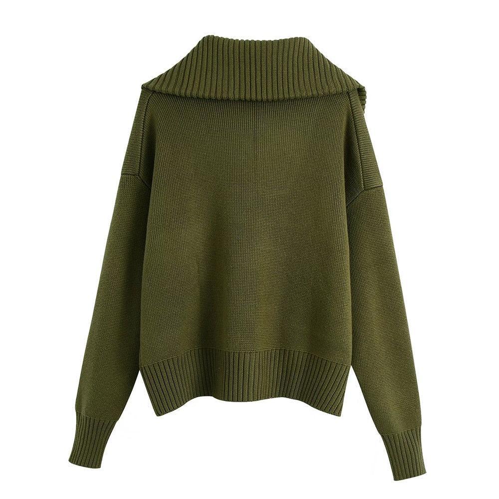 Flap Pockets Turtleneck Sweaters For Women - Pullover Sweater - LeStyleParfait