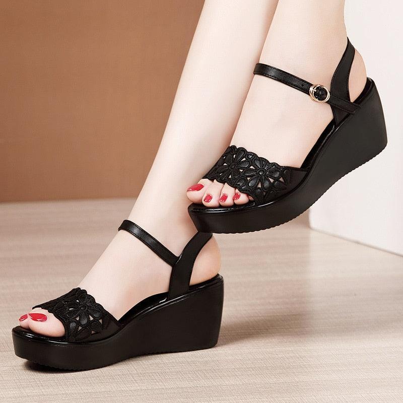 Cutout wedge sandals shops