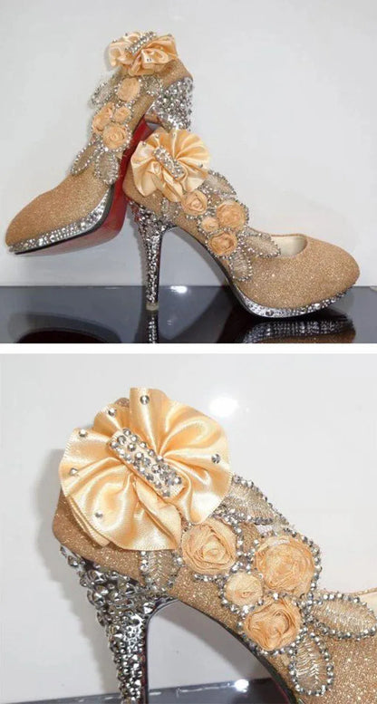 Floral Glitter Wedding Pumps Shoes - Pumps Shoes - LeStyleParfait