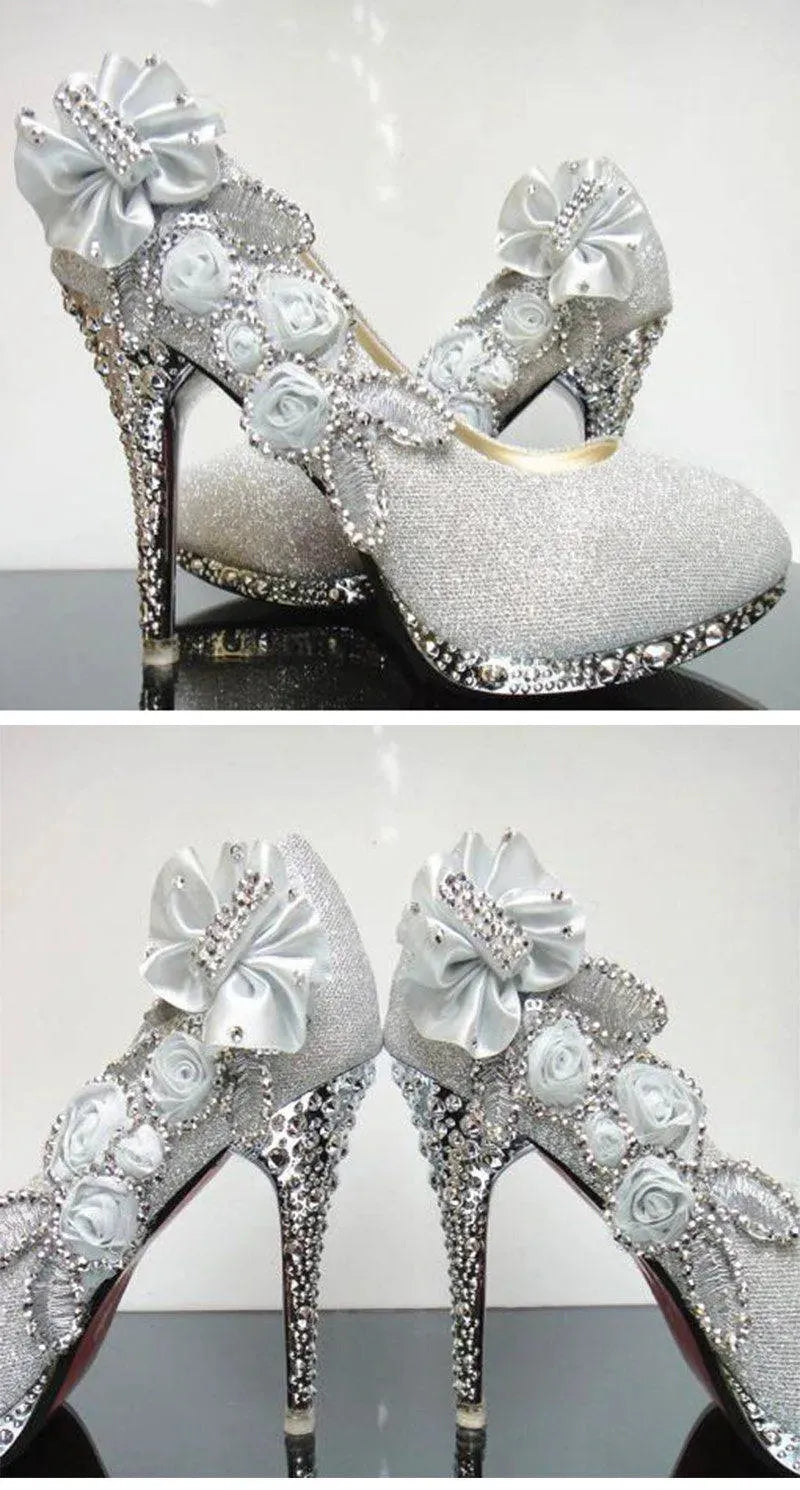 Floral Glitter Wedding Pumps Shoes - Pumps Shoes - LeStyleParfait