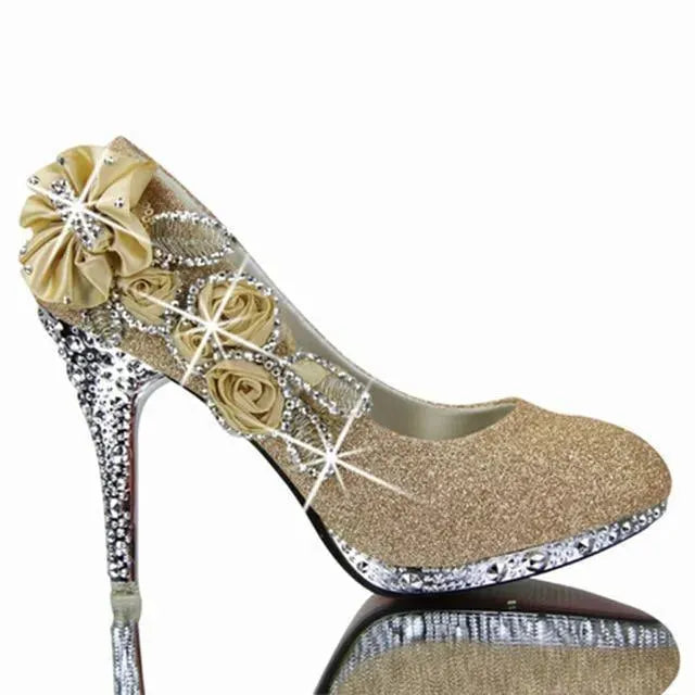 Floral Glitter Wedding Pumps Shoes - Pumps Shoes - LeStyleParfait