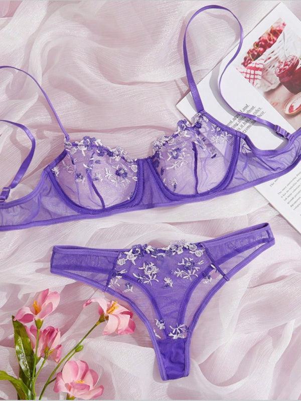 Floral Lingerie Bralette Set - Bralette Set - LeStyleParfait