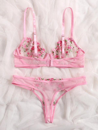 Floral Lingerie Bralette Set - Bralette Set - LeStyleParfait