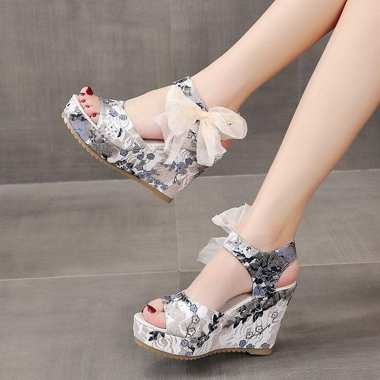 Womens floral wedge fashion sandals