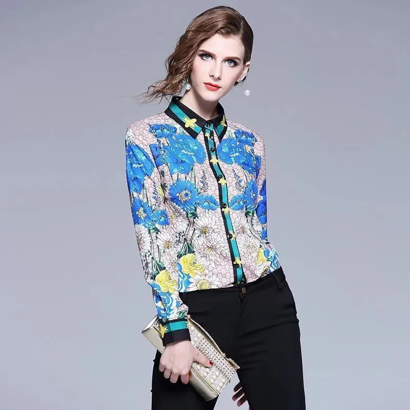 Floral Print Silk Shirt For Women - Women's Shirt - LeStyleParfait