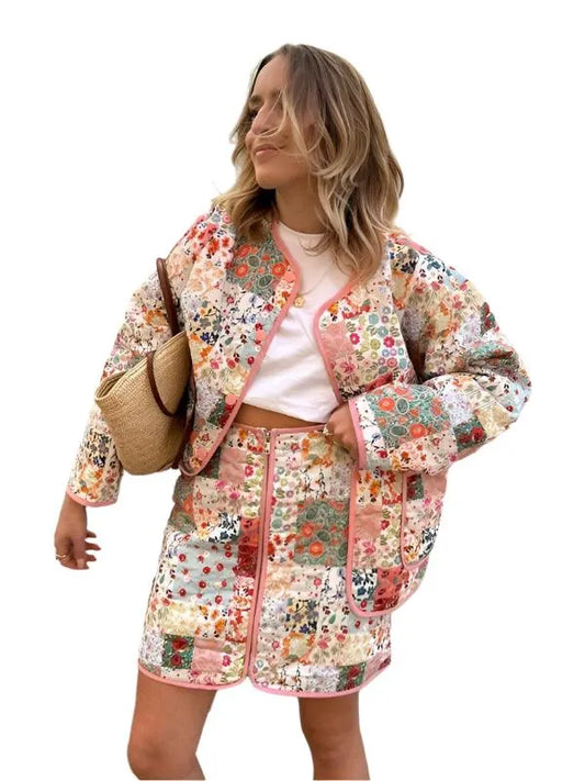 Floral Quilted Coat Women - Quilted Coat - LeStyleParfait