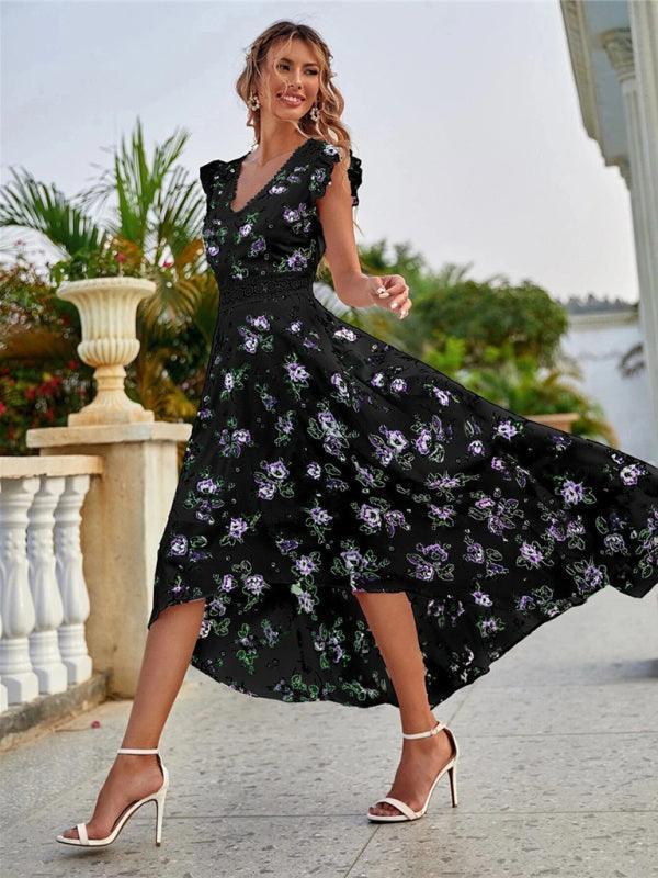 Floral V-Neck Maxi Day Dress - Maxi Dress - LeStyleParfait