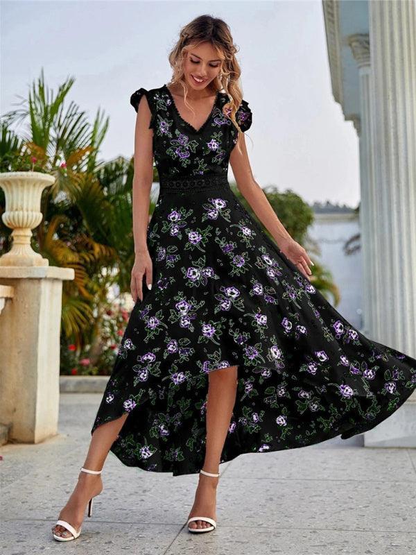 Floral V-Neck Maxi Day Dress - Maxi Dress - LeStyleParfait