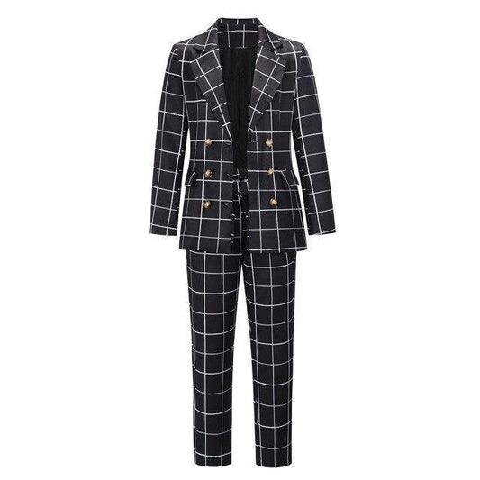 Formal Plaid Women Pantsuit - Pantsuit - LeStyleParfait