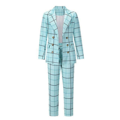 Formal Plaid Women Pantsuit - Pantsuit - LeStyleParfait