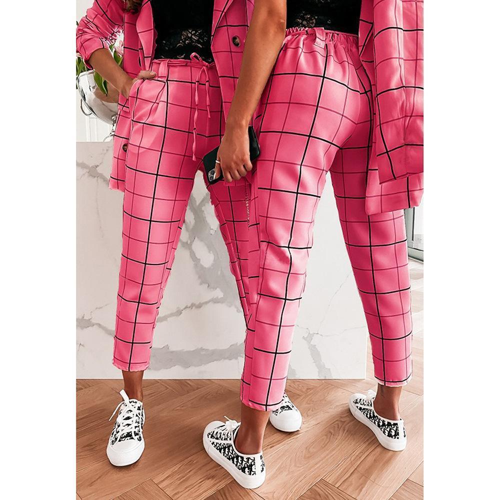 Formal Plaid Women Pantsuit - Pantsuit - LeStyleParfait