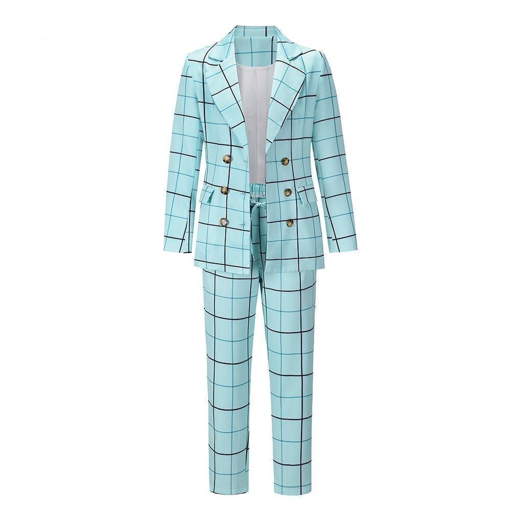 Formal Plaid Women Pantsuit - Pantsuit - LeStyleParfait