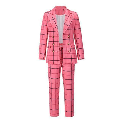 Formal Plaid Women Pantsuit - Pantsuit - LeStyleParfait