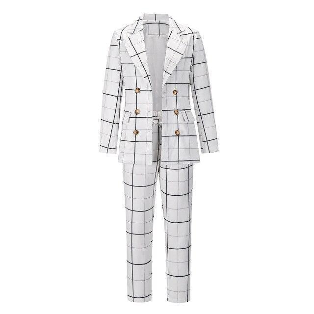 Formal Plaid Women Pantsuit - Pantsuit - LeStyleParfait