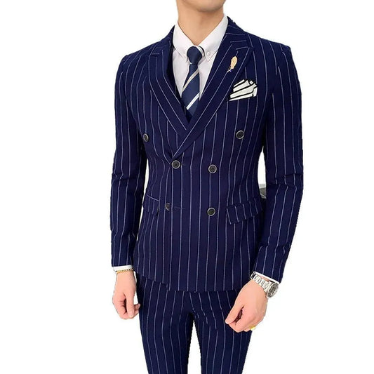 Formal Striped Double-Breasted Suit - Men's Suit - LeStyleParfait