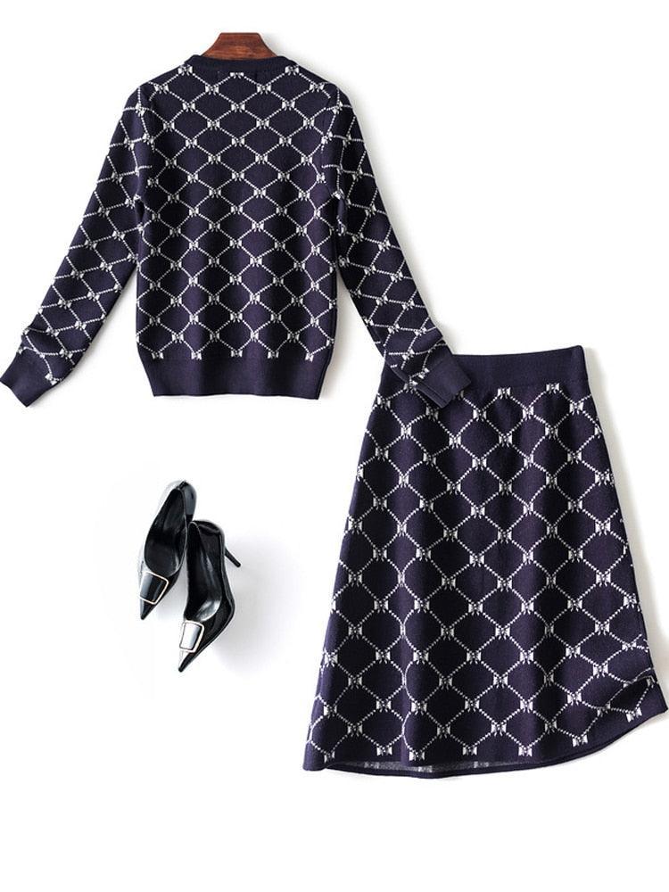 Geometric Knitted Skirt Set - Clothing Set - LeStyleParfait