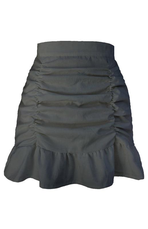 High-Waisted Pleated Ruffle Mini Skirt - Pleated Ruffle Mini Skirt - LeStyleParfait