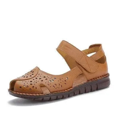 Holed Leather Women Flat Sandals - Sandals - LeStyleParfait