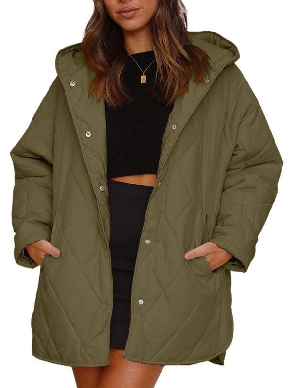 Hooded Quilted Coat Women-Quilted Coat-LeStyleParfait