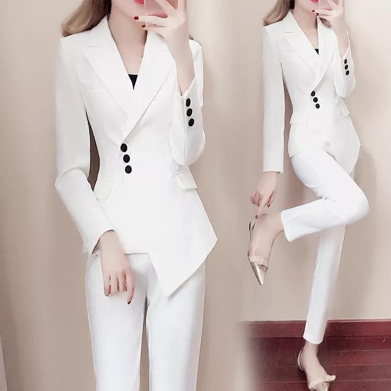 Irregular Women Pant Suit, Side Buttoned - Pantsuit - LeStyleParfait