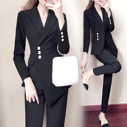 Irregular Women Pant Suit, Side Buttoned - Pantsuit - LeStyleParfait