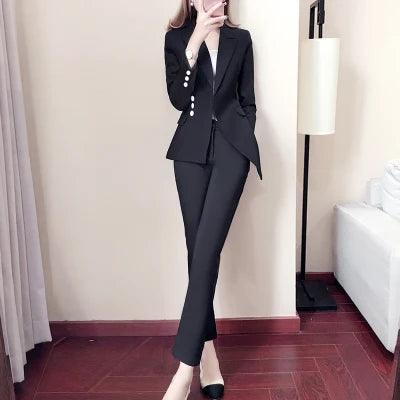 Irregular Women Pant Suit, Side Buttoned - Pantsuit - LeStyleParfait