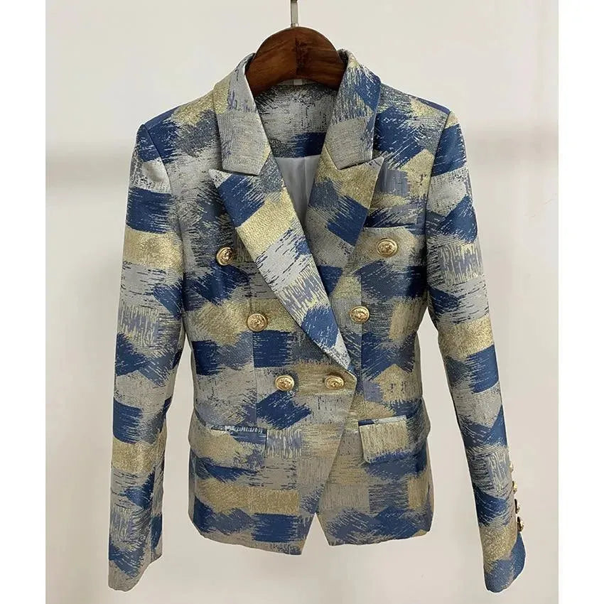 Jacquard Blazer Women - Casual - Printed - Double-Breasted Blazer - LeStyleParfait