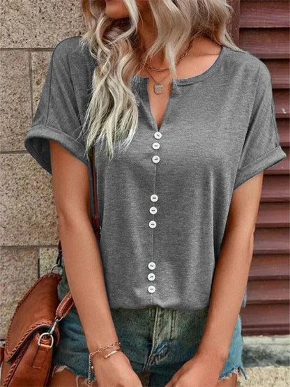 Knitted Casual V-Neck Top - Women Tops - LeStyleParfait