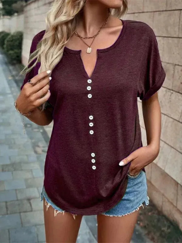 Knitted Casual V-Neck Top - Women Tops - LeStyleParfait