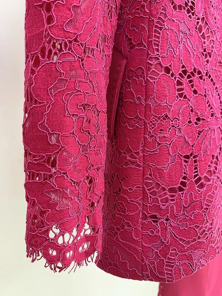 Lace Patchwork Women Pant Suit, Flared Pants - Pantsuit - LeStyleParfait