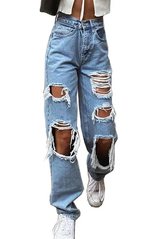 Ladies Ripped Denim Jeans - Women Jeans - LeStyleParfait